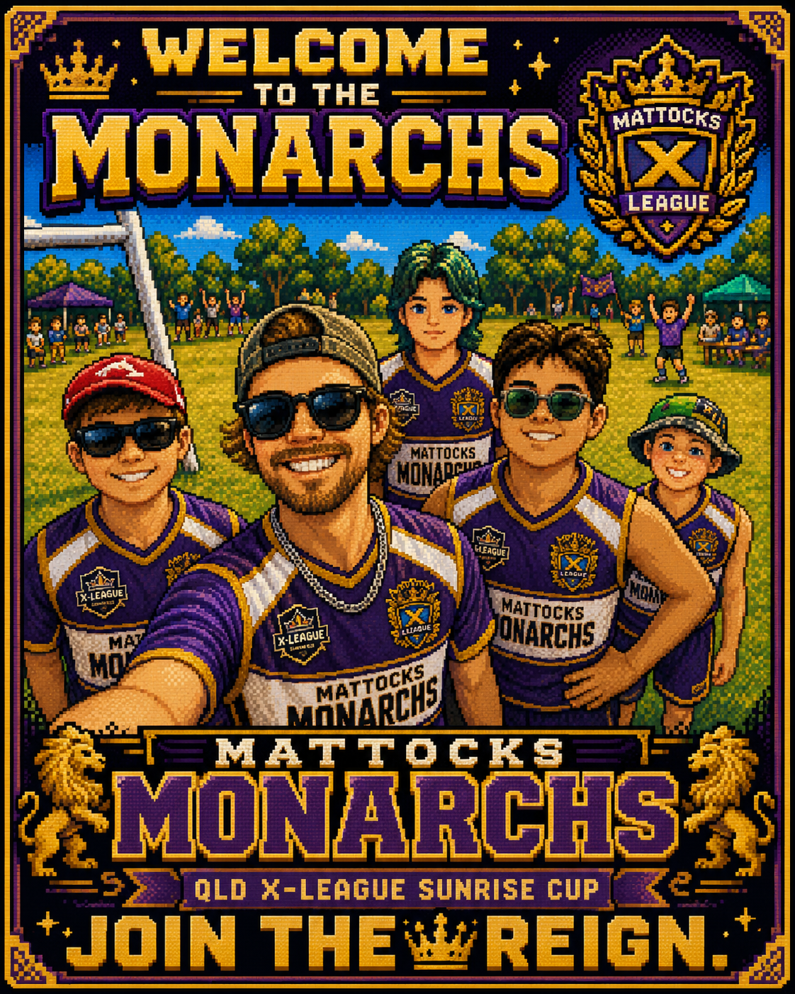 Mattocks Monarchs, rendered in pixel art