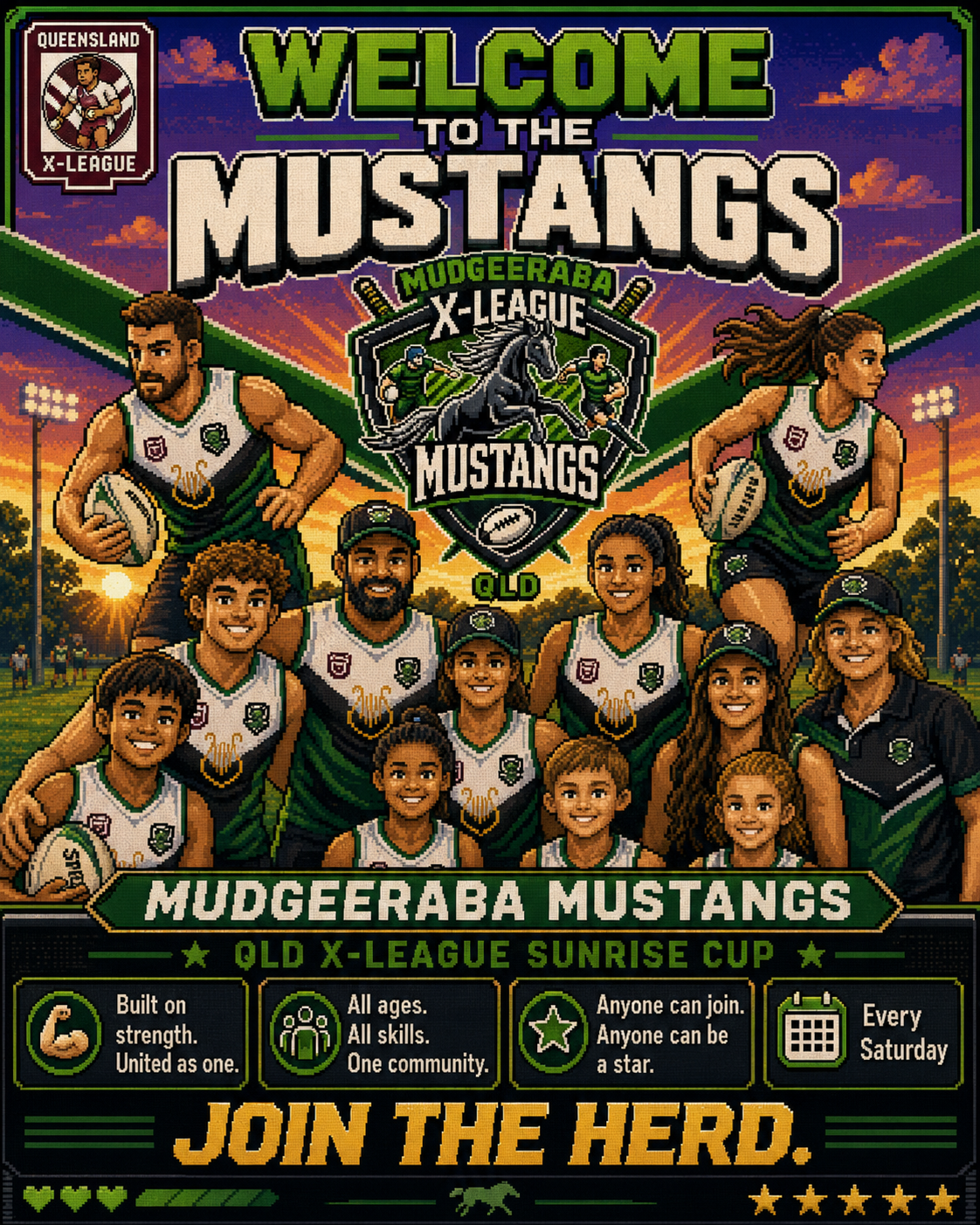 Mudgeeraba Mustangs team poster